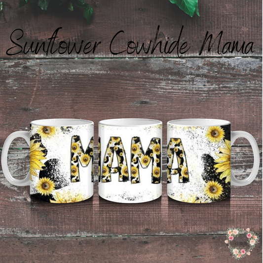 Sunflower Cowhide Mama Tumbler – Western Style Drinkware for Moms