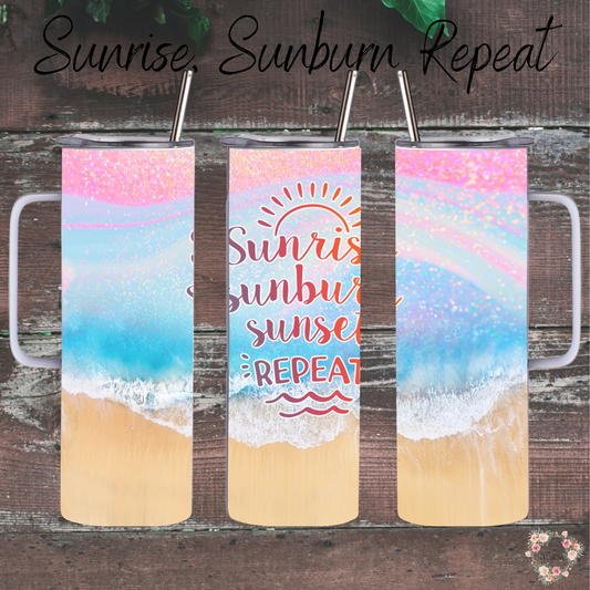 Beach and ocean sublimation tumbler set – Summer insulated drinkware