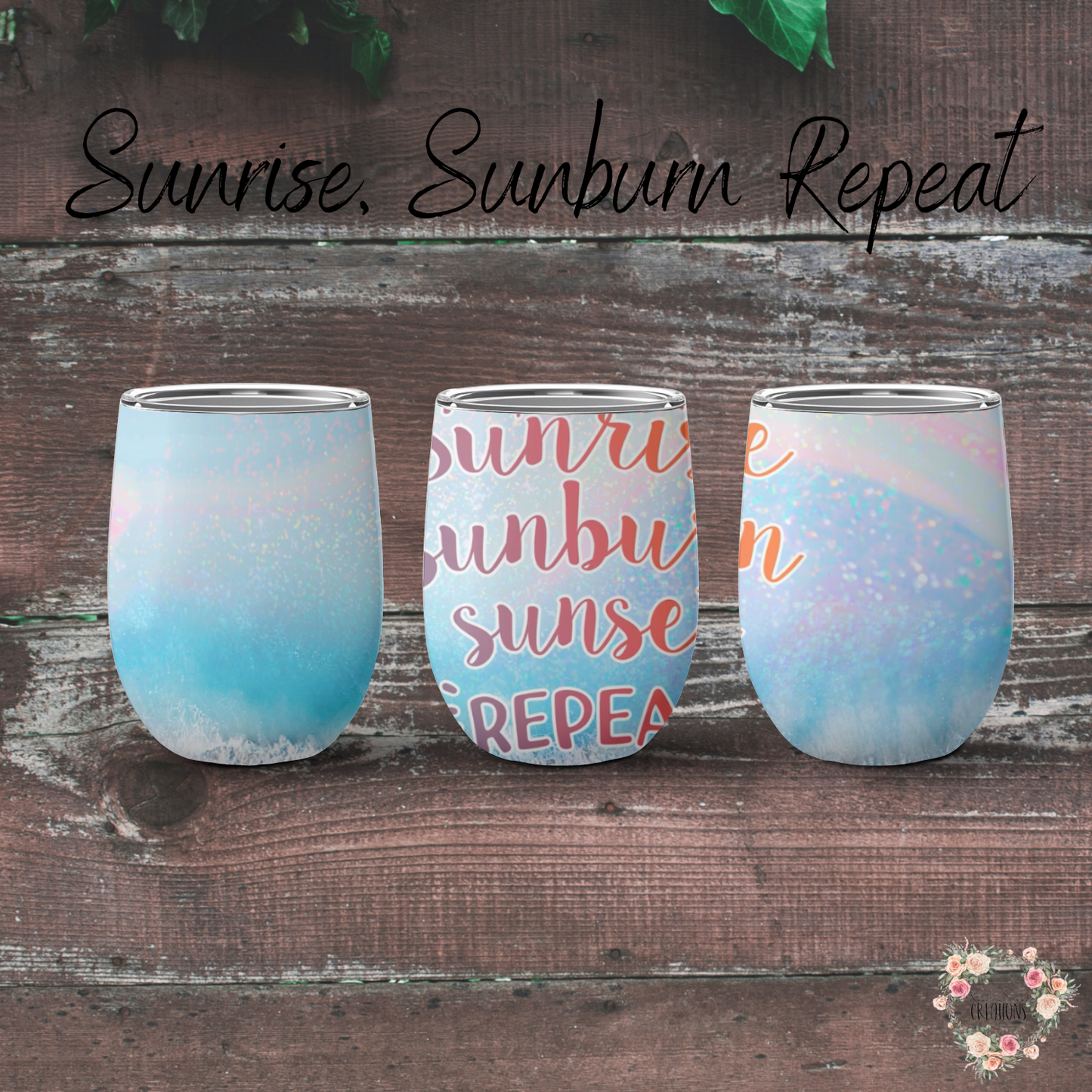 Beach and ocean sublimation tumbler set – Summer insulated drinkware