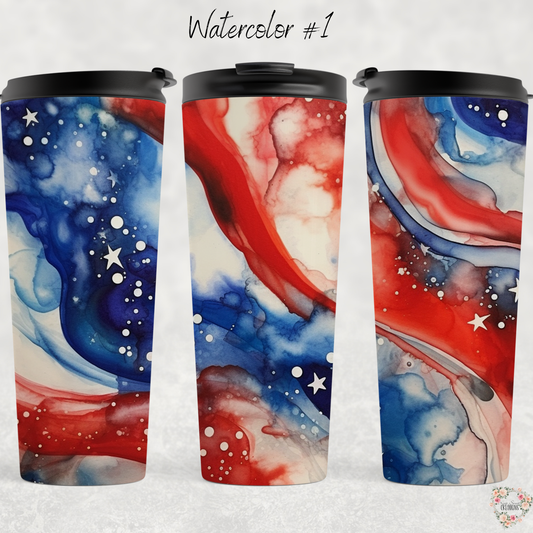 Watercolor #1 Patriotic Tumbler Collection – Artistic American Spirit