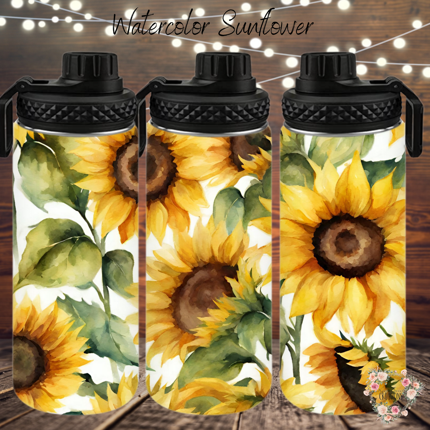 Sunflower tumbler – rustic yellow floral drinkware