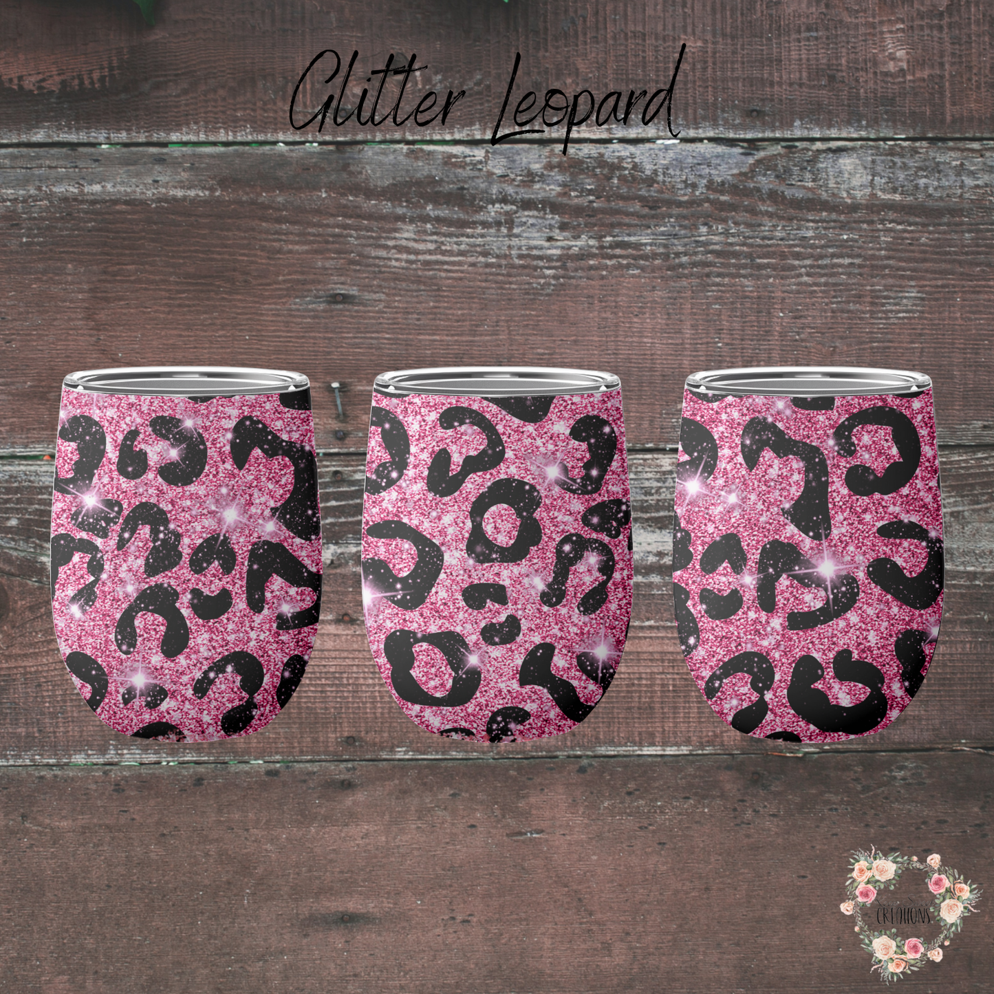 Glitter Leopard Glam Tumbler Collection – Pink Sparkle Leopard Print Drinkware (11–40 oz)