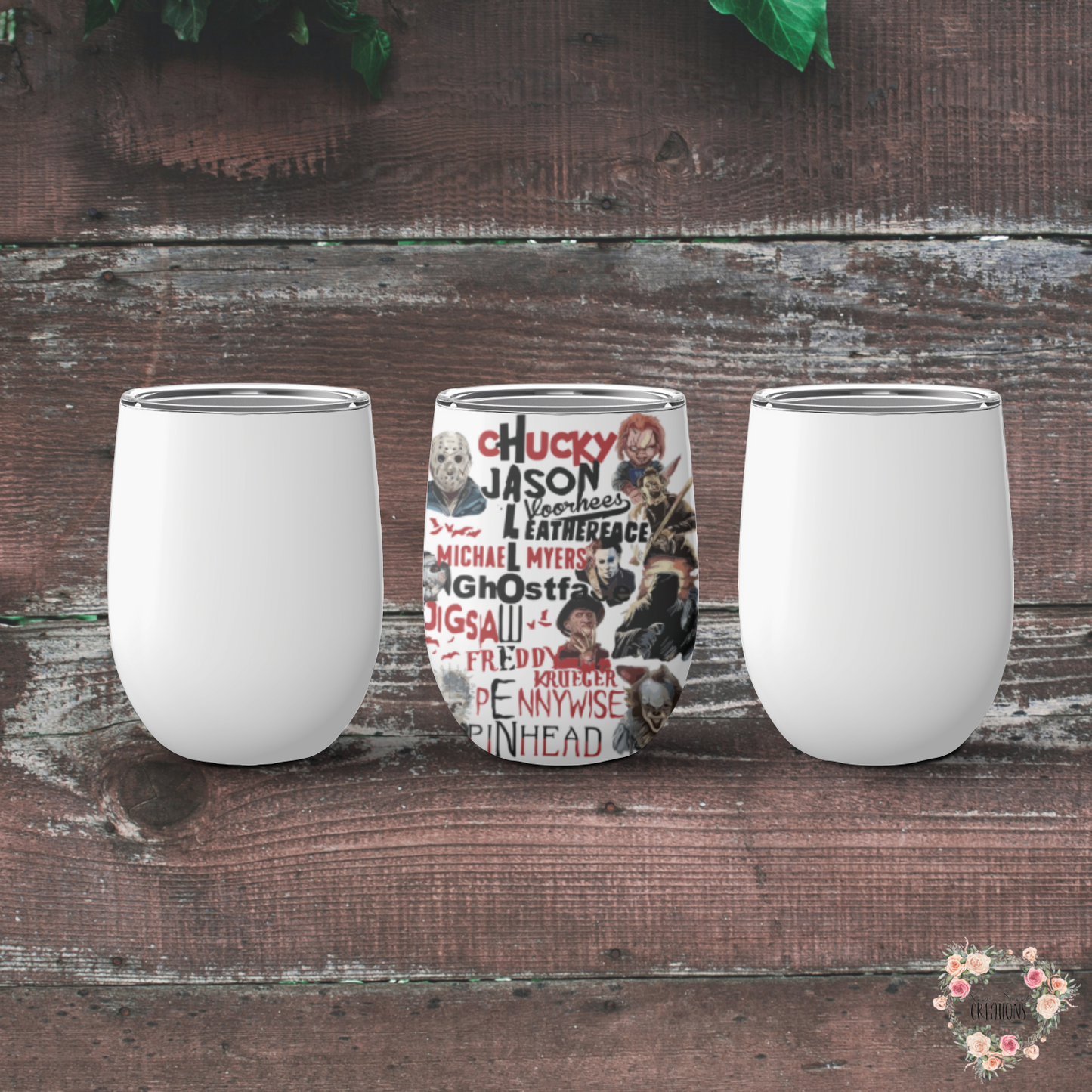 Halloween Horror Characters Tumbler | Scary Movie Cup for Horror Fans