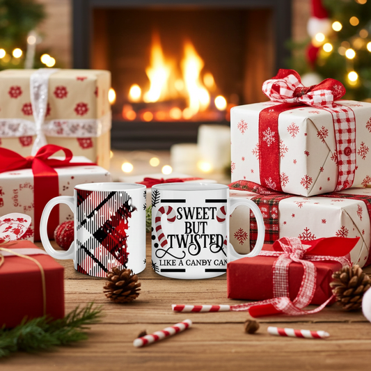 Sweet But Twisted Tumbler | Christmas Candy Cane Plaid Cup
