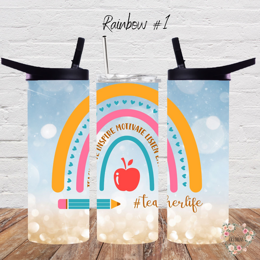 Rainbow Teacher Tumbler – Colorful Teacher Gift Collection