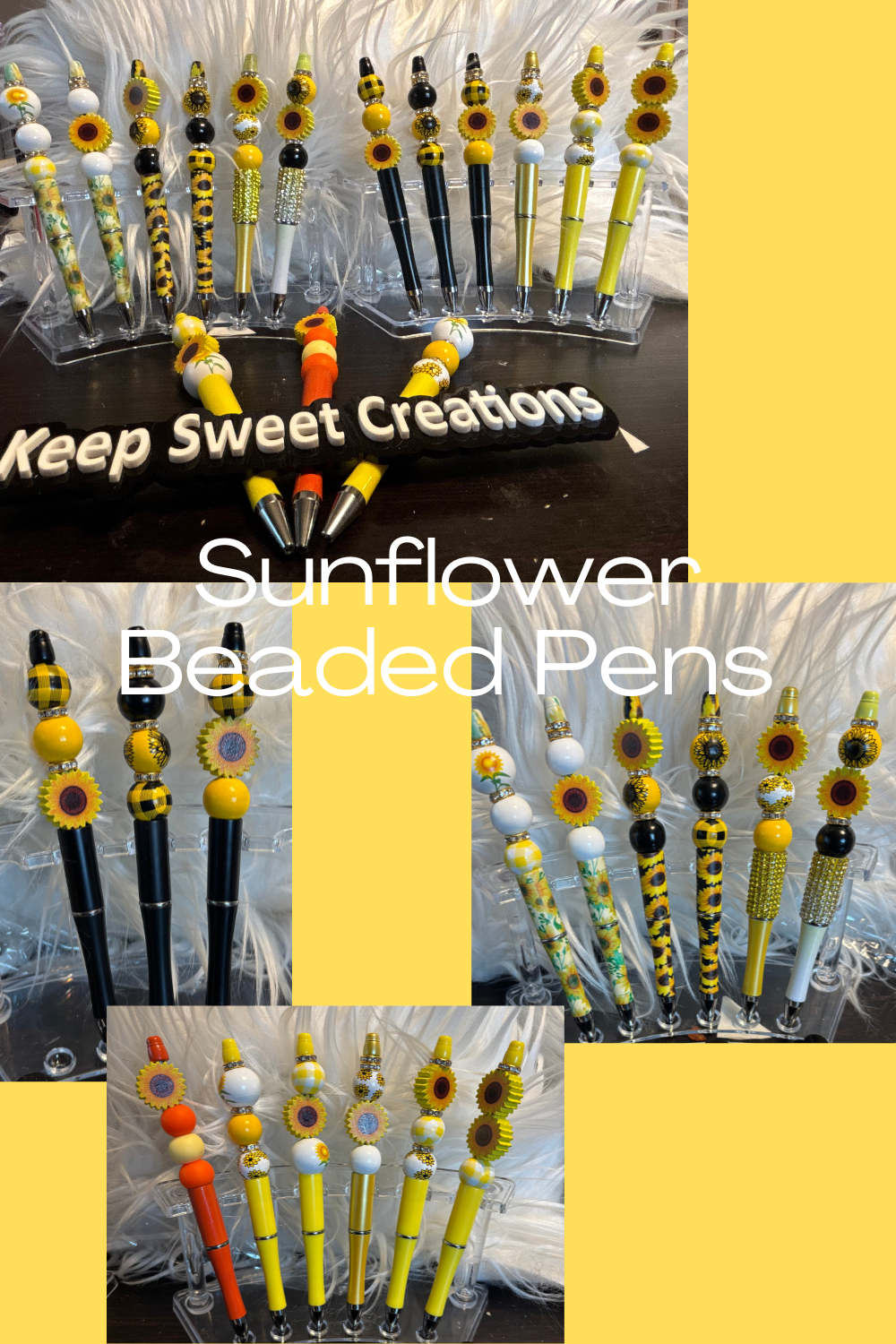 Sunflower Beaded Pens – Handcrafted Beaded Pen Gift | Cute Sunflower Stationery for Teachers, Coworkers & Flower Lovers