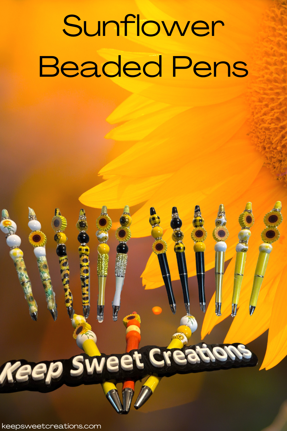 Sunflower Beaded Pens – Handcrafted Beaded Pen Gift | Cute Sunflower Stationery for Teachers, Coworkers & Flower Lovers