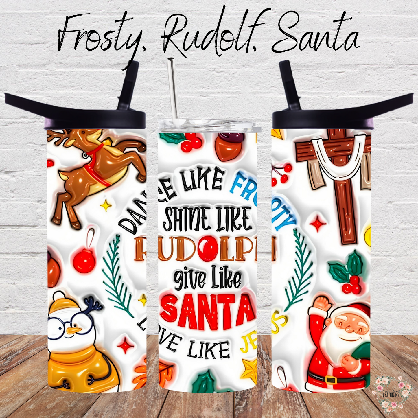 Frosty Rudolph Santa Christmas Tumbler