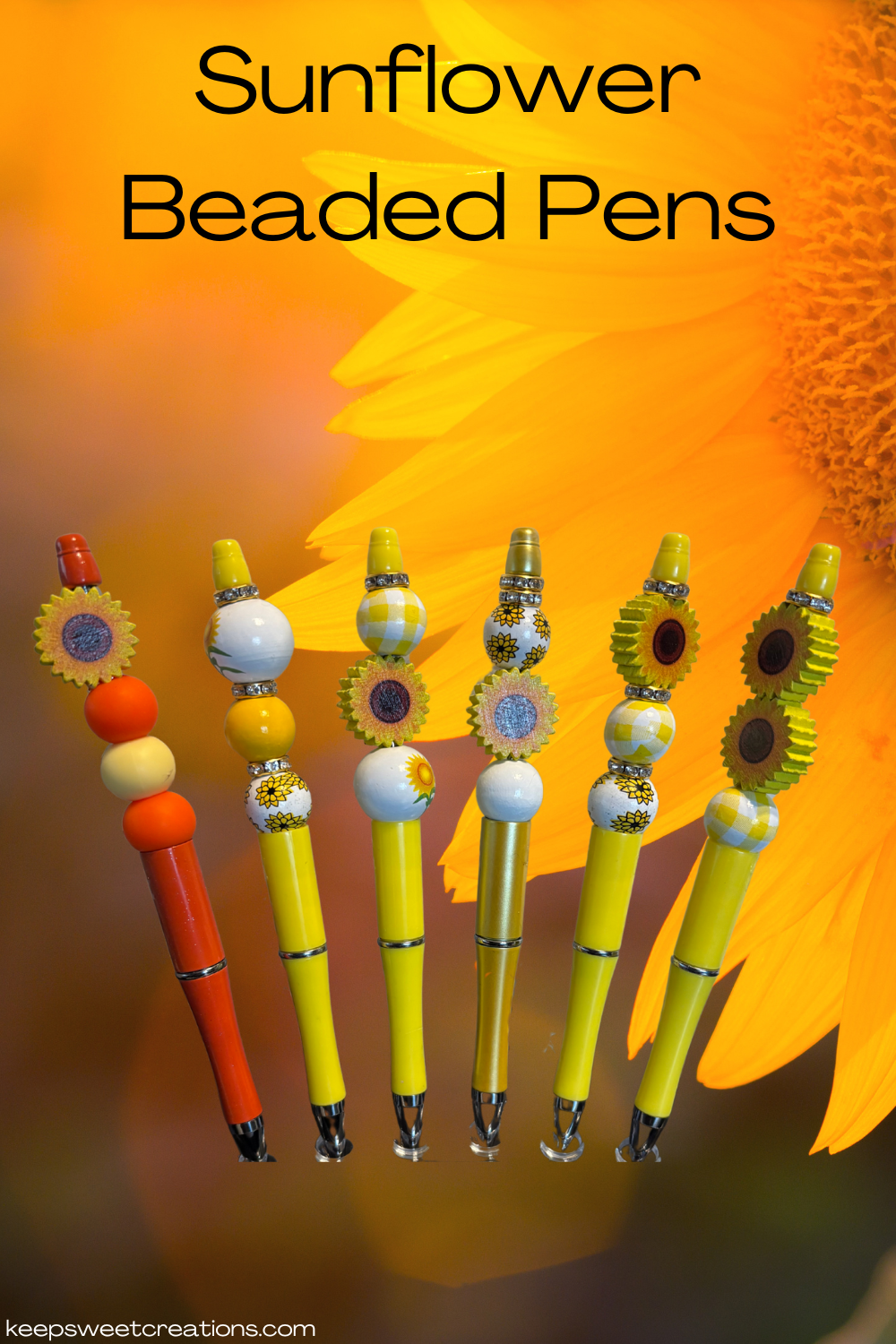 Sunflower Beaded Pens – Handcrafted Beaded Pen Gift | Cute Sunflower Stationery for Teachers, Coworkers & Flower Lovers