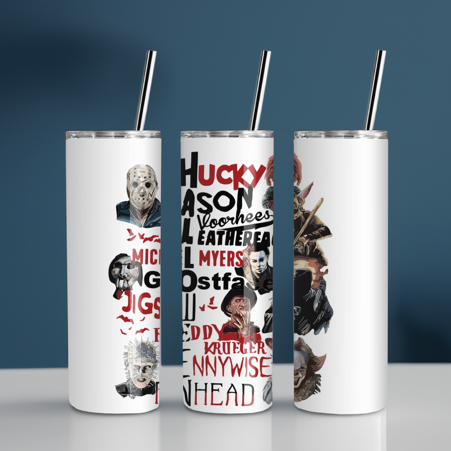 Halloween Horror Characters Tumbler | Scary Movie Cup for Horror Fans