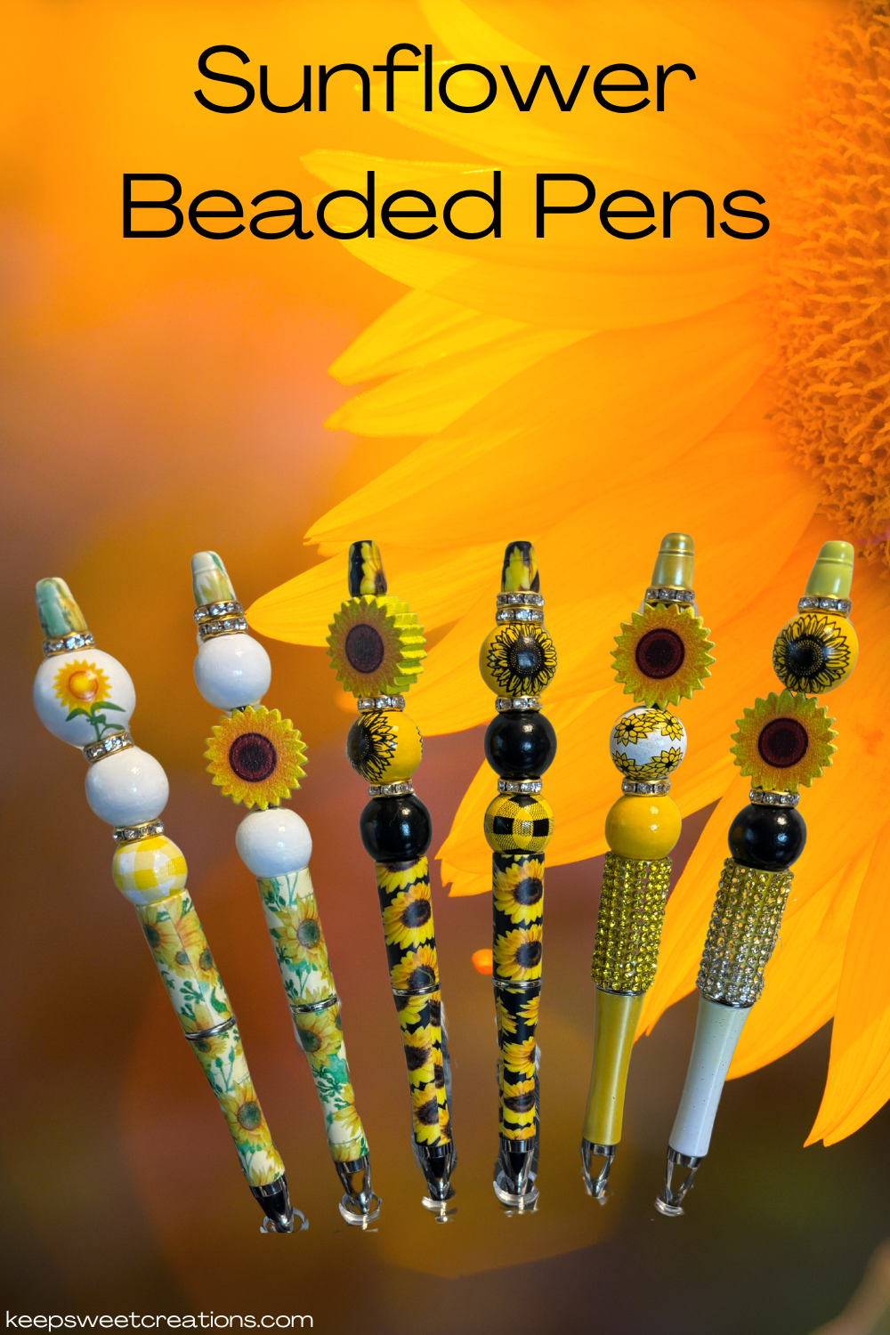 Sunflower Beaded Pens – Handcrafted Beaded Pen Gift | Cute Sunflower Stationery for Teachers, Coworkers & Flower Lovers