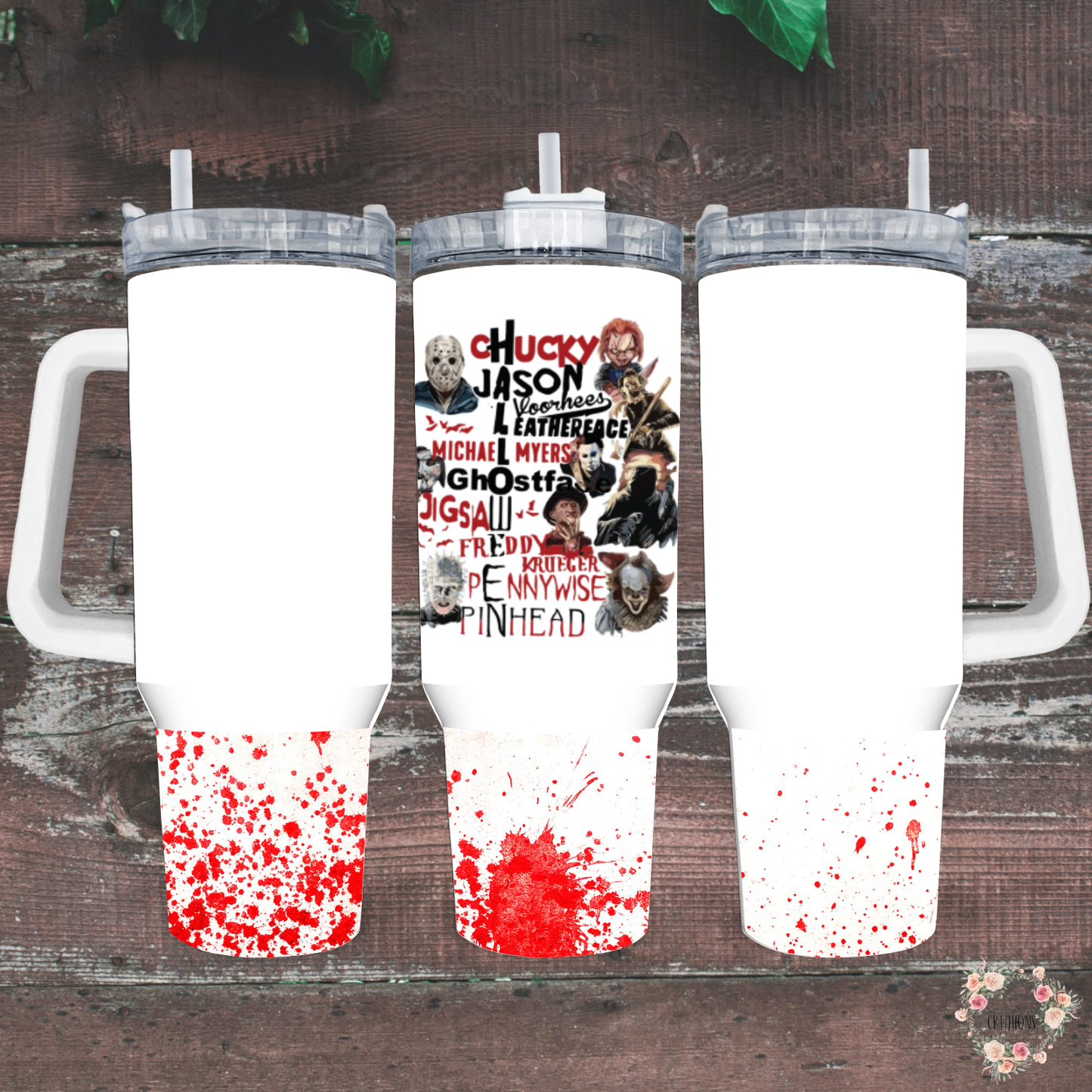 Halloween Horror Characters Tumbler | Scary Movie Cup for Horror Fans