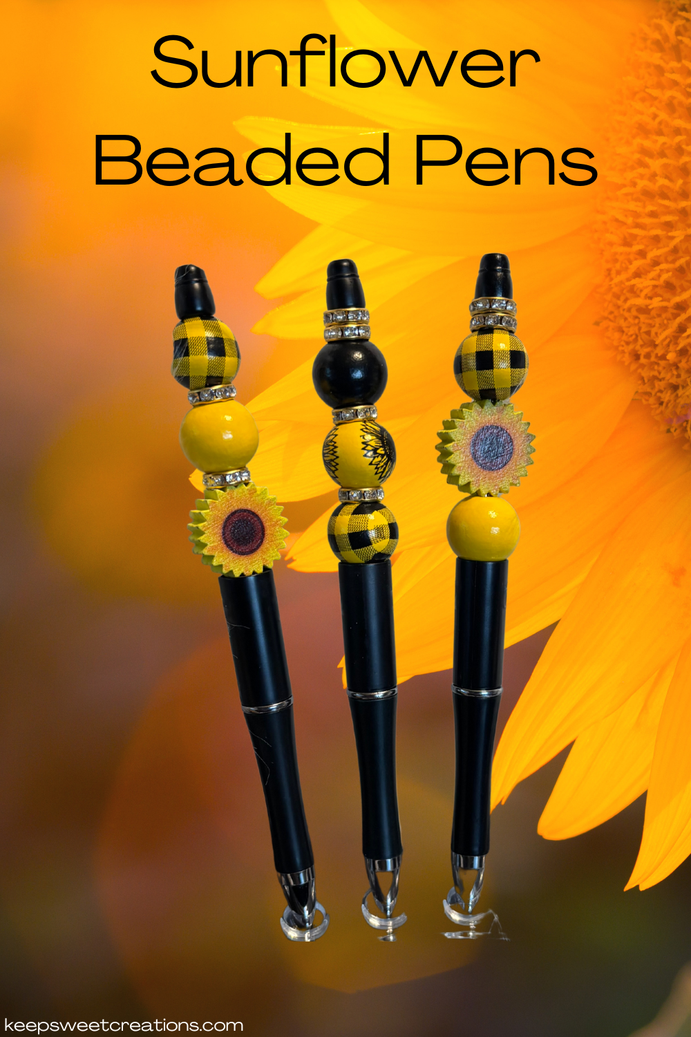 Sunflower Beaded Pens – Handcrafted Beaded Pen Gift | Cute Sunflower Stationery for Teachers, Coworkers & Flower Lovers