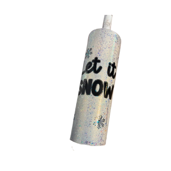 Let It Snow Snowglobe Tumbler – 20oz Winter Glitter Cup | Peak-a-Boo Snowflake Christmas Gift