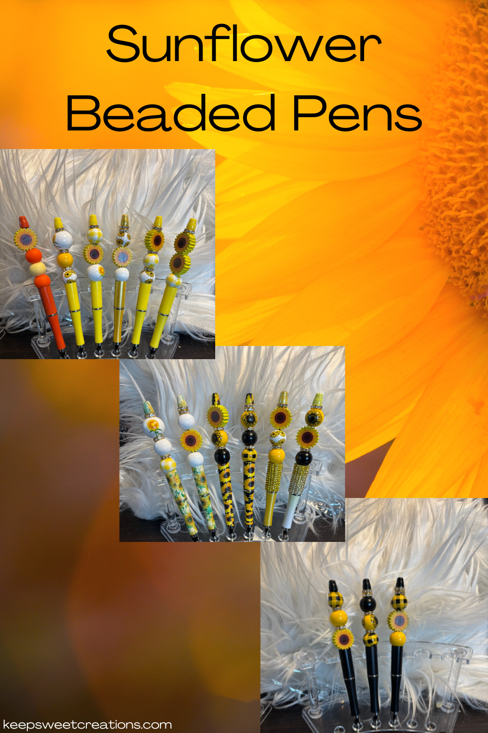 Sunflower Beaded Pens – Handcrafted Beaded Pen Gift | Cute Sunflower Stationery for Teachers, Coworkers & Flower Lovers