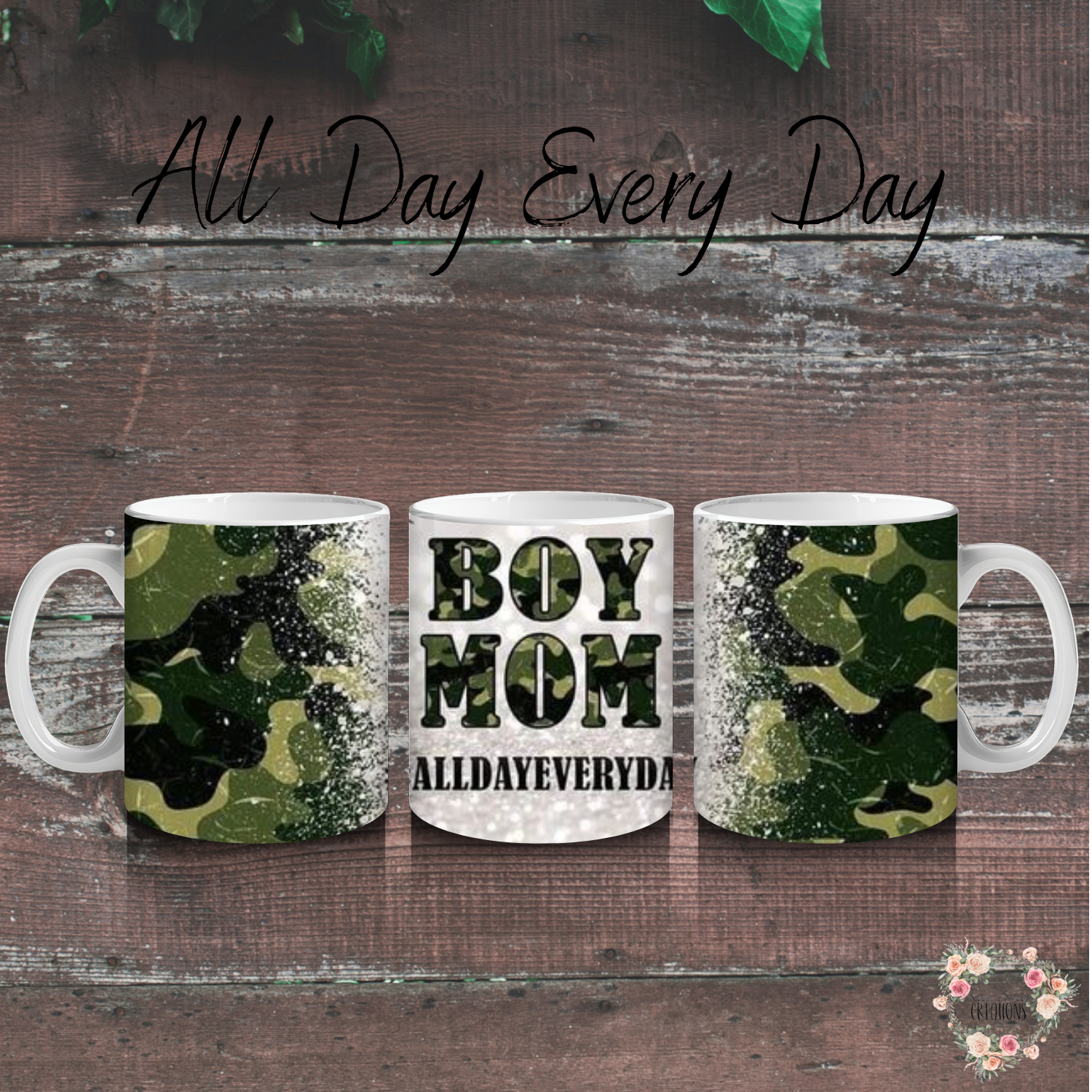 Boy Mom Tumbler – All Day Every Day | Messy Bun Mom Life Cup for Busy Moms