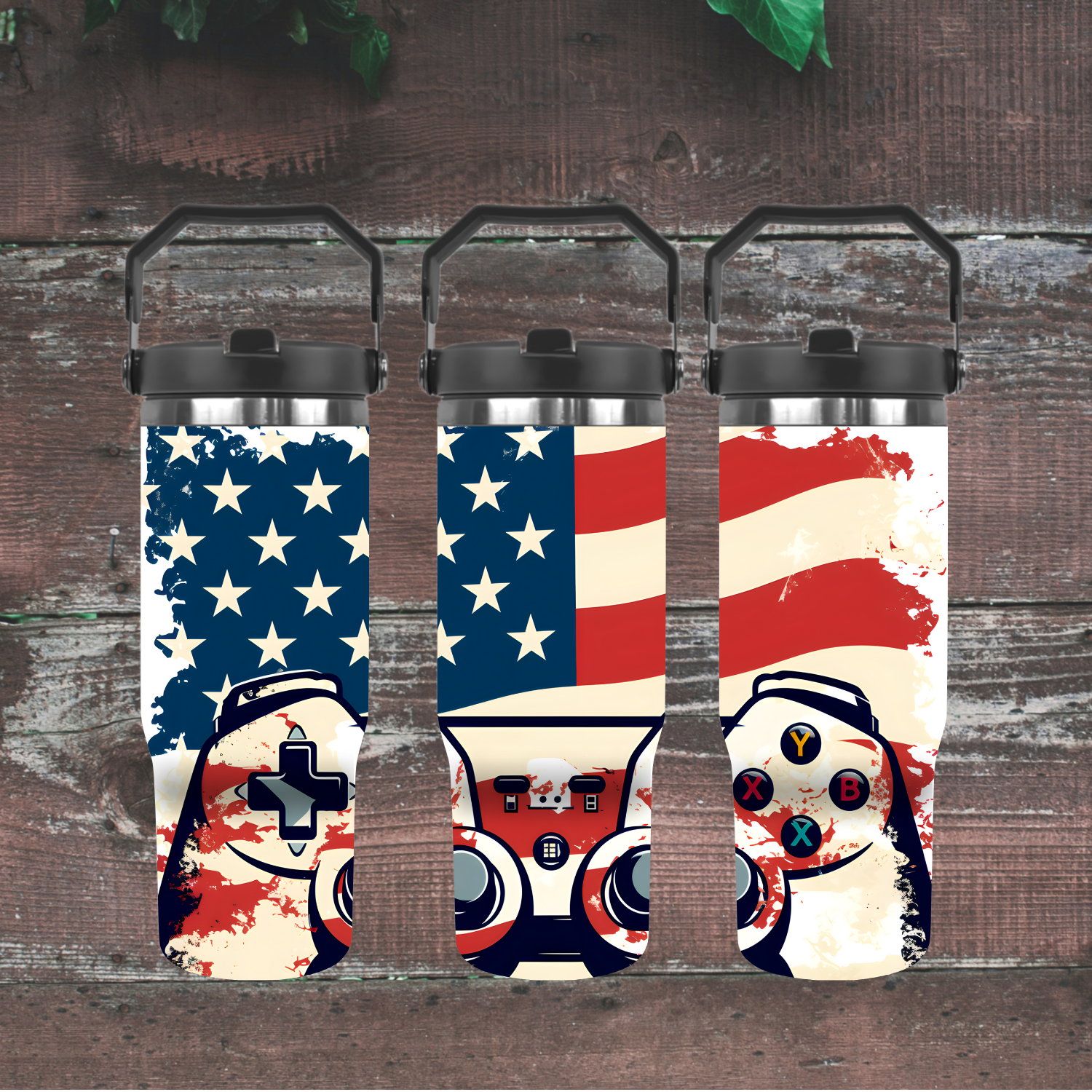 Gaming Controller Tumbler – American Flag Gamer Cup | Patriotic Drinkware