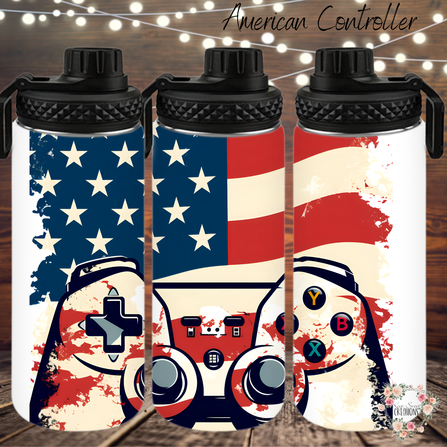 "American Independence Tumbler – Patriotic Gamer Design"
Celebrate freedom in style with this patriotic tumbler featuring a red, white, and blue gnome holding a video game controller against an American flag backdrop. Available in multiple sizes (20oz, 30oz, 32oz, 40oz) and styles, including water bottles. Perfect for gamers and patriots alike!