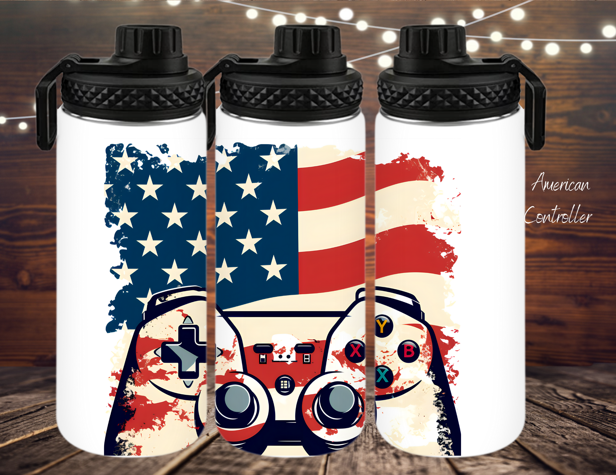 "American Independence Tumbler – Patriotic Gamer Design"
Celebrate freedom in style with this patriotic tumbler featuring a red, white, and blue gnome holding a video game controller against an American flag backdrop. Available in multiple sizes (20oz, 30oz, 32oz, 40oz) and styles, including water bottles. Perfect for gamers and patriots alike!