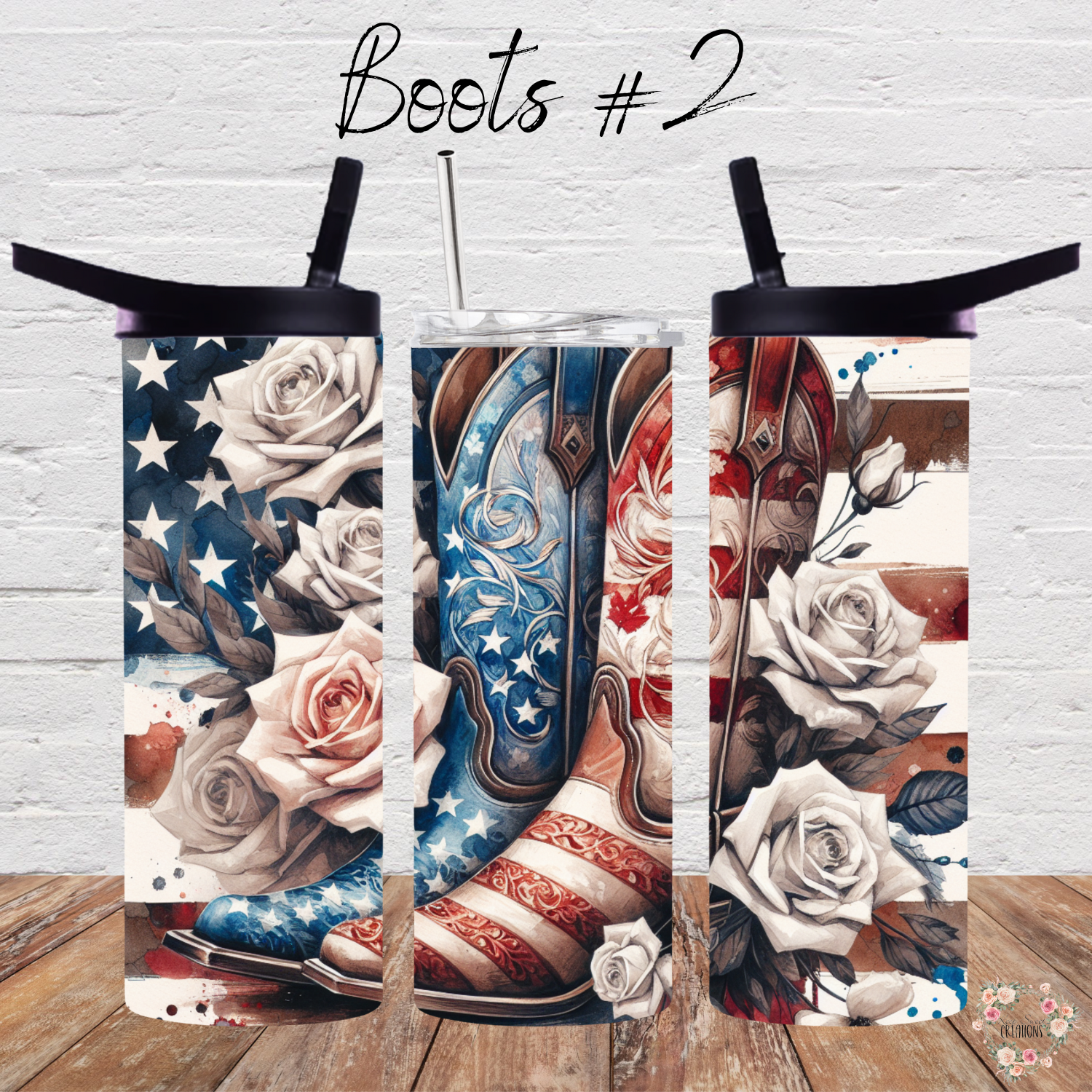 Patriotic Cowboy Boot Tumbler – American Flag Western Design (Cowboy Boots #2)