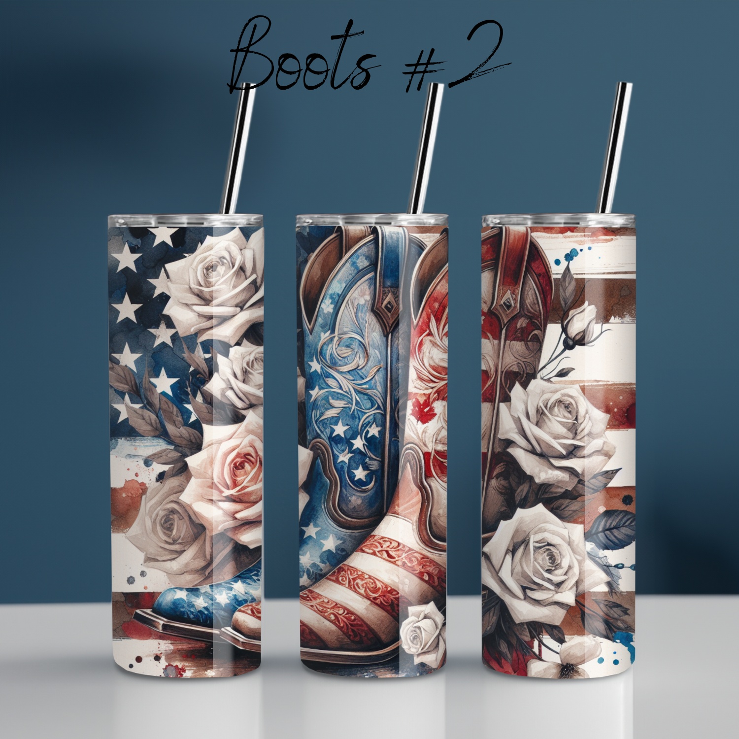 Patriotic Cowboy Boot Tumbler – American Flag Western Design (Cowboy Boots #2)