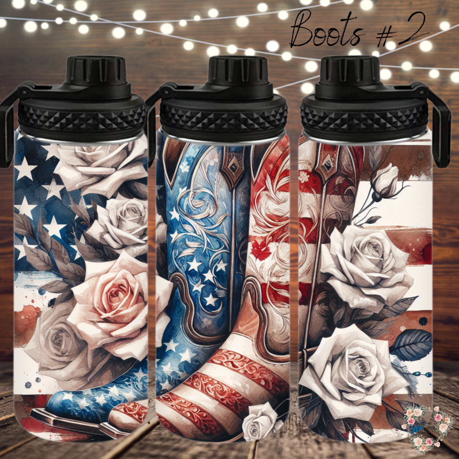 Patriotic Cowboy Boot Tumbler – American Flag Western Design (Cowboy Boots #2)
