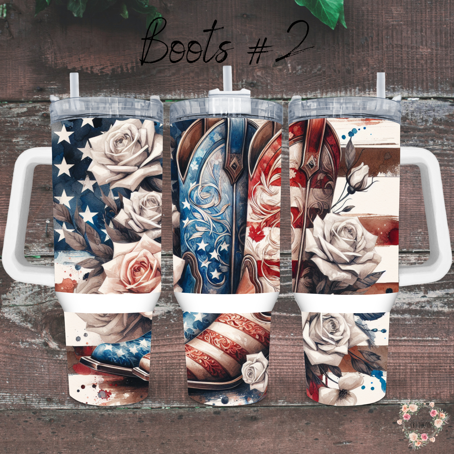 Patriotic Cowboy Boot Tumbler – American Flag Western Design (Cowboy Boots #2)