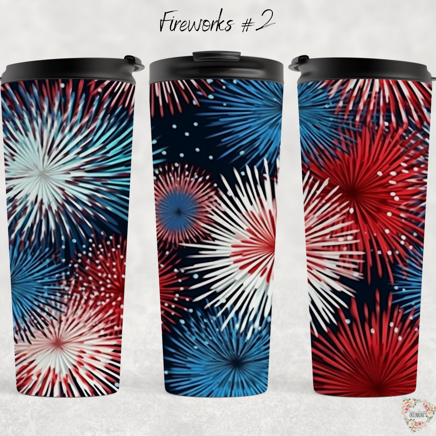 Patriotic Fireworks Tumbler – Starburst Design (Fourth of July #2)