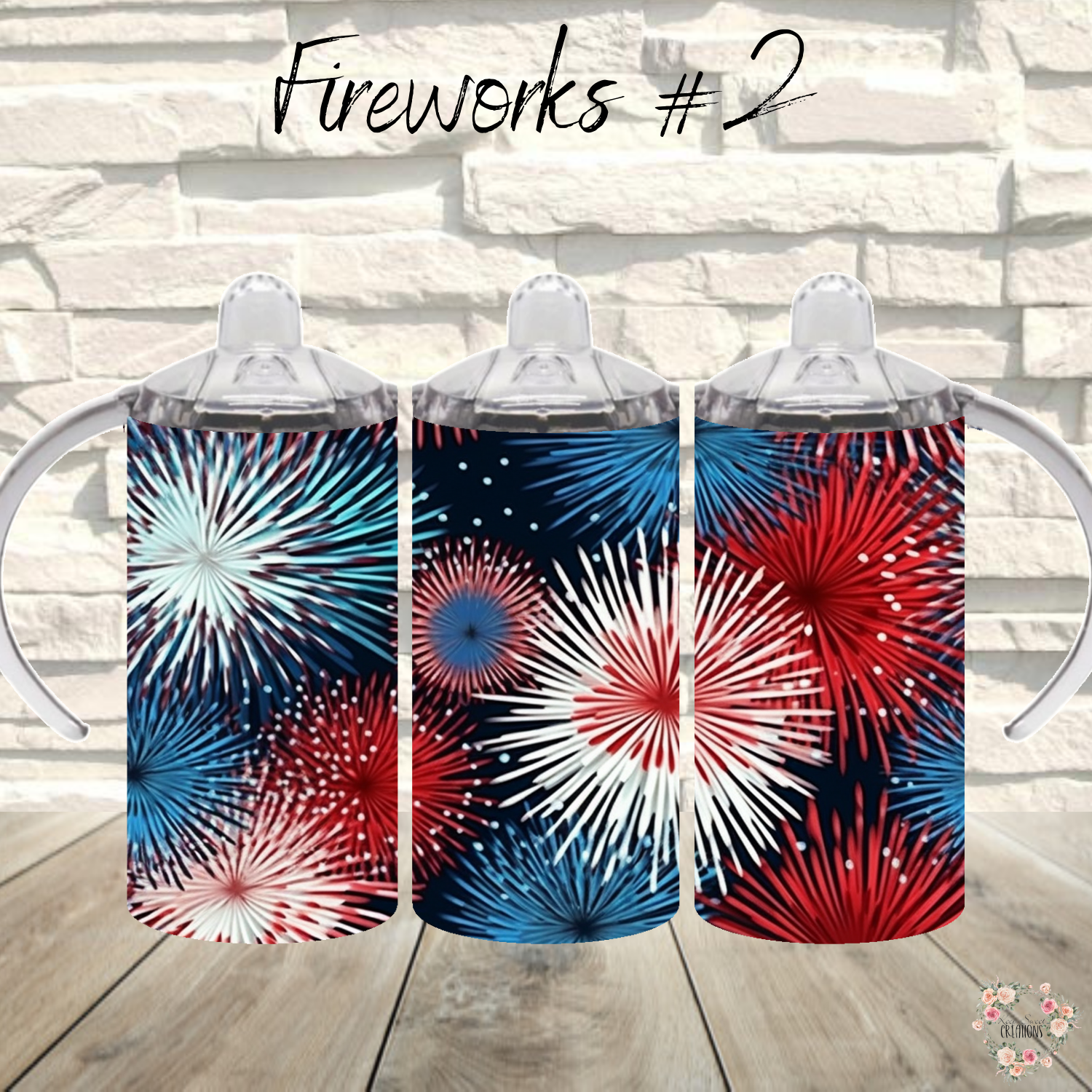 Patriotic Fireworks Tumbler – Starburst Design (Fourth of July #2)
