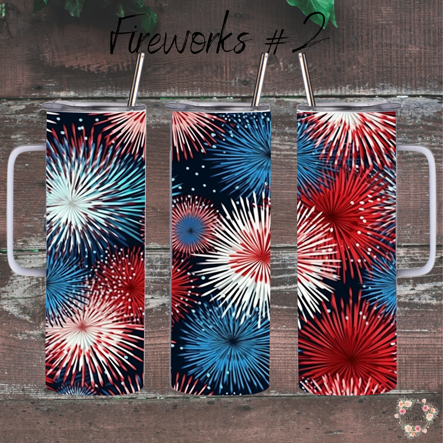Patriotic Fireworks Tumbler – Starburst Design (Fourth of July #2)
