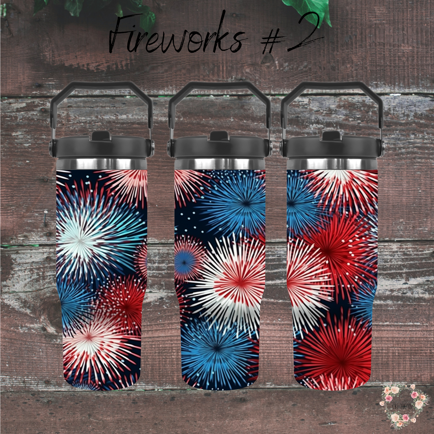 Patriotic Fireworks Tumbler – Starburst Design (Fourth of July #2)