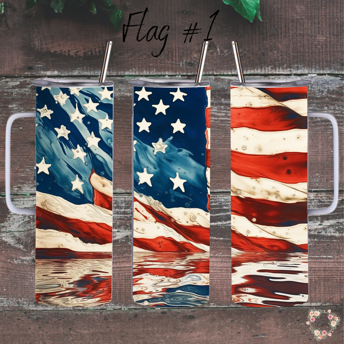 Vintage American Flag Tumbler – Distressed Patriotic Design (Flag #1)