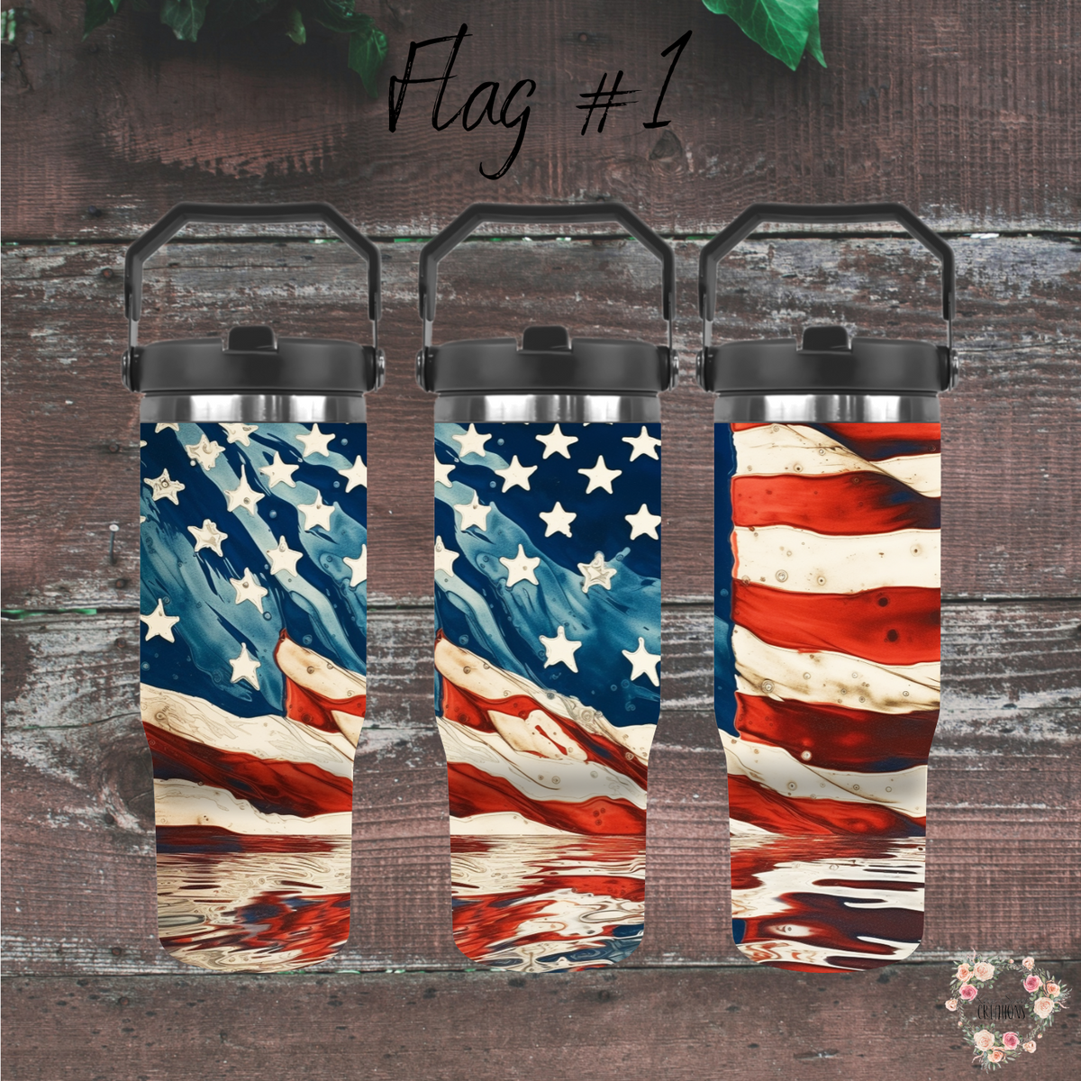 Vintage American Flag Tumbler – Distressed Patriotic Design (Flag #1)