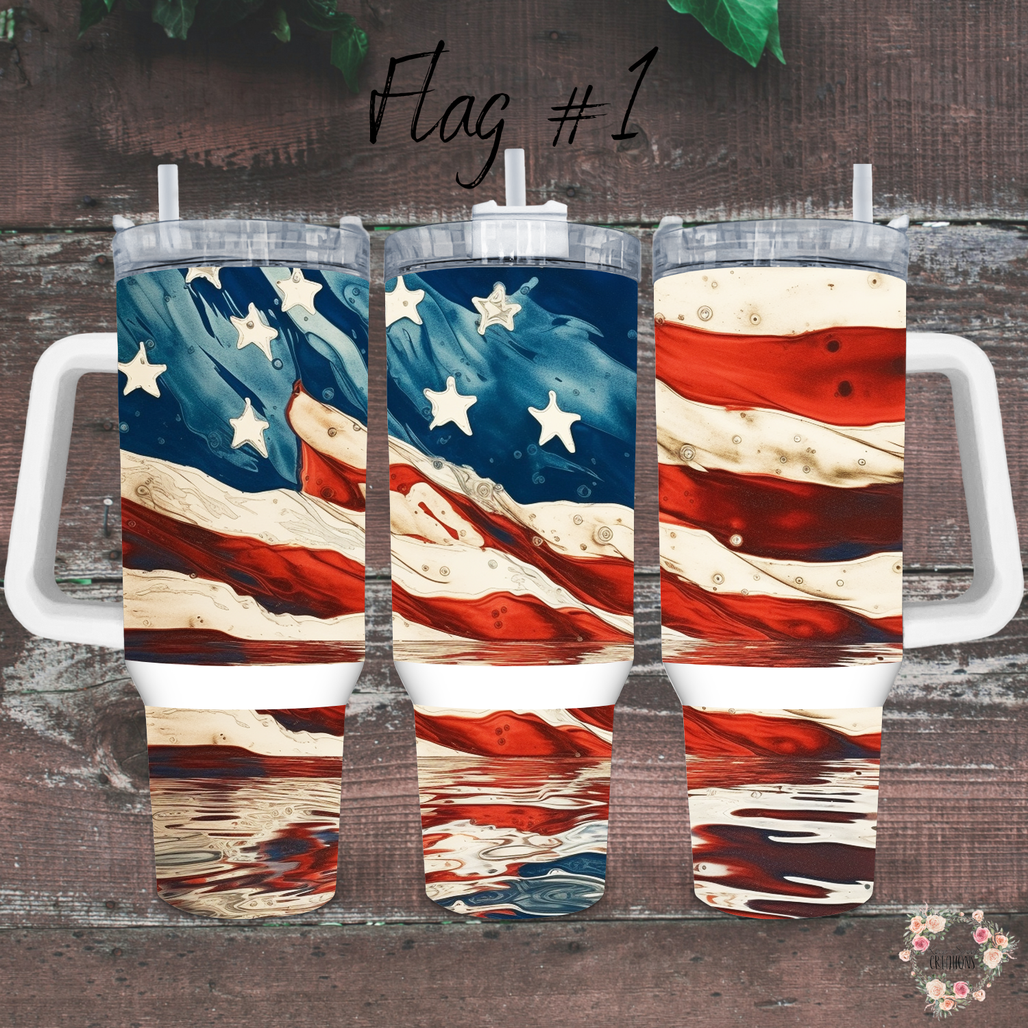 Vintage American Flag Tumbler – Distressed Patriotic Design (Flag #1)