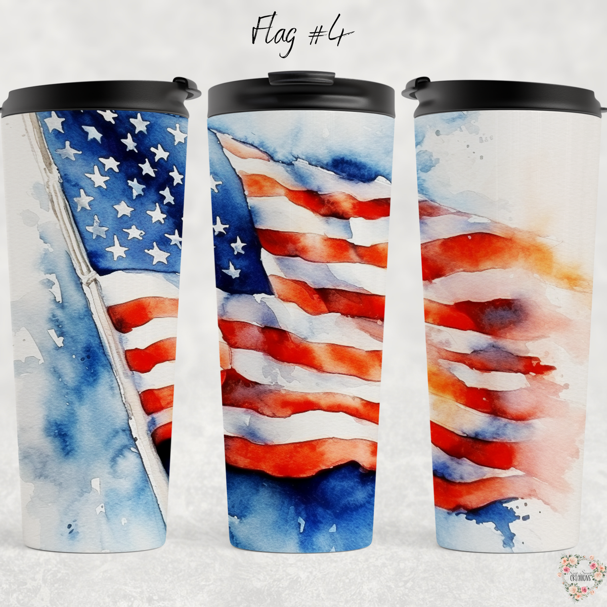 Watercolor American Flag Tumbler – Soft Patriotic Pride (Flag #4)
