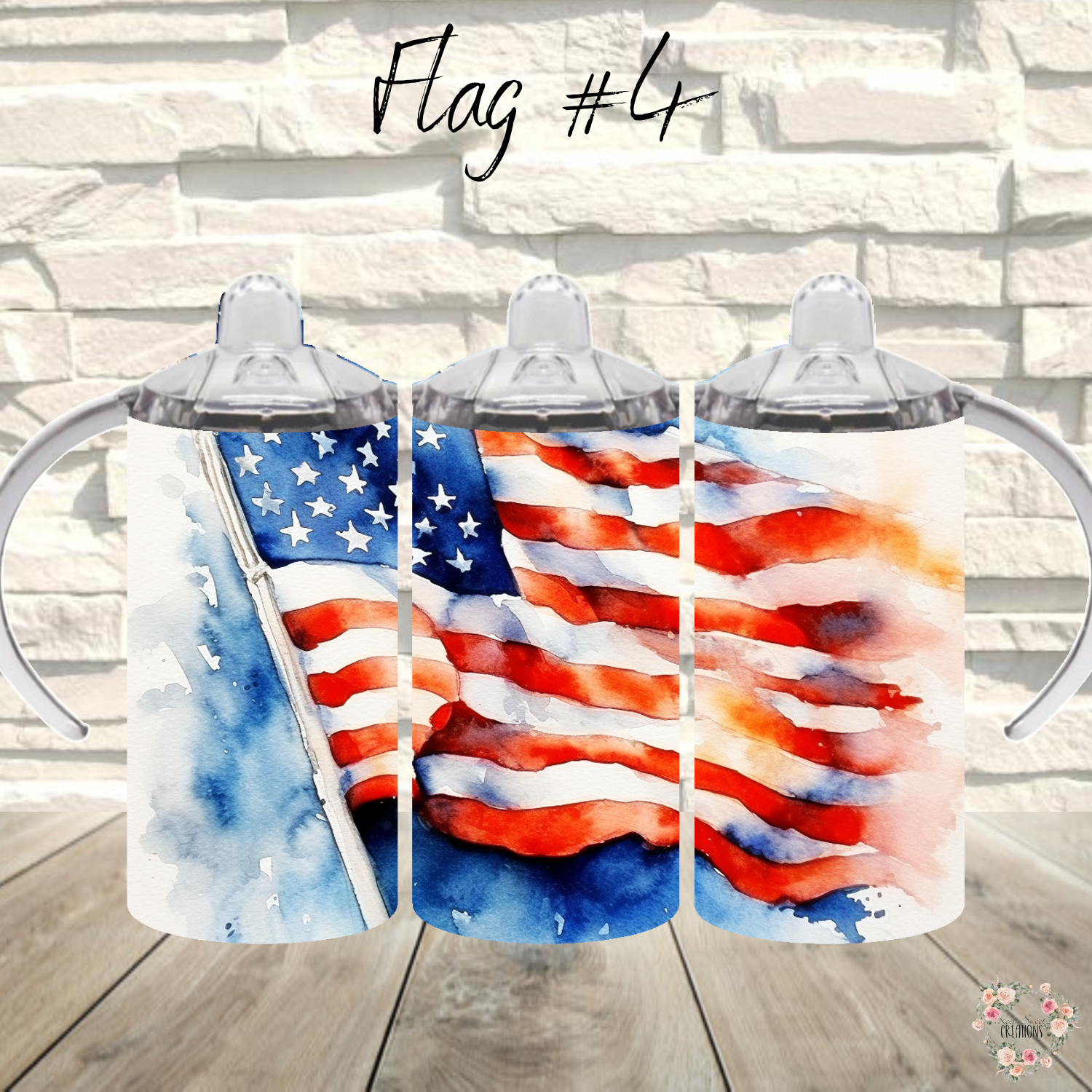 Watercolor American Flag Tumbler – Soft Patriotic Pride (Flag #4)