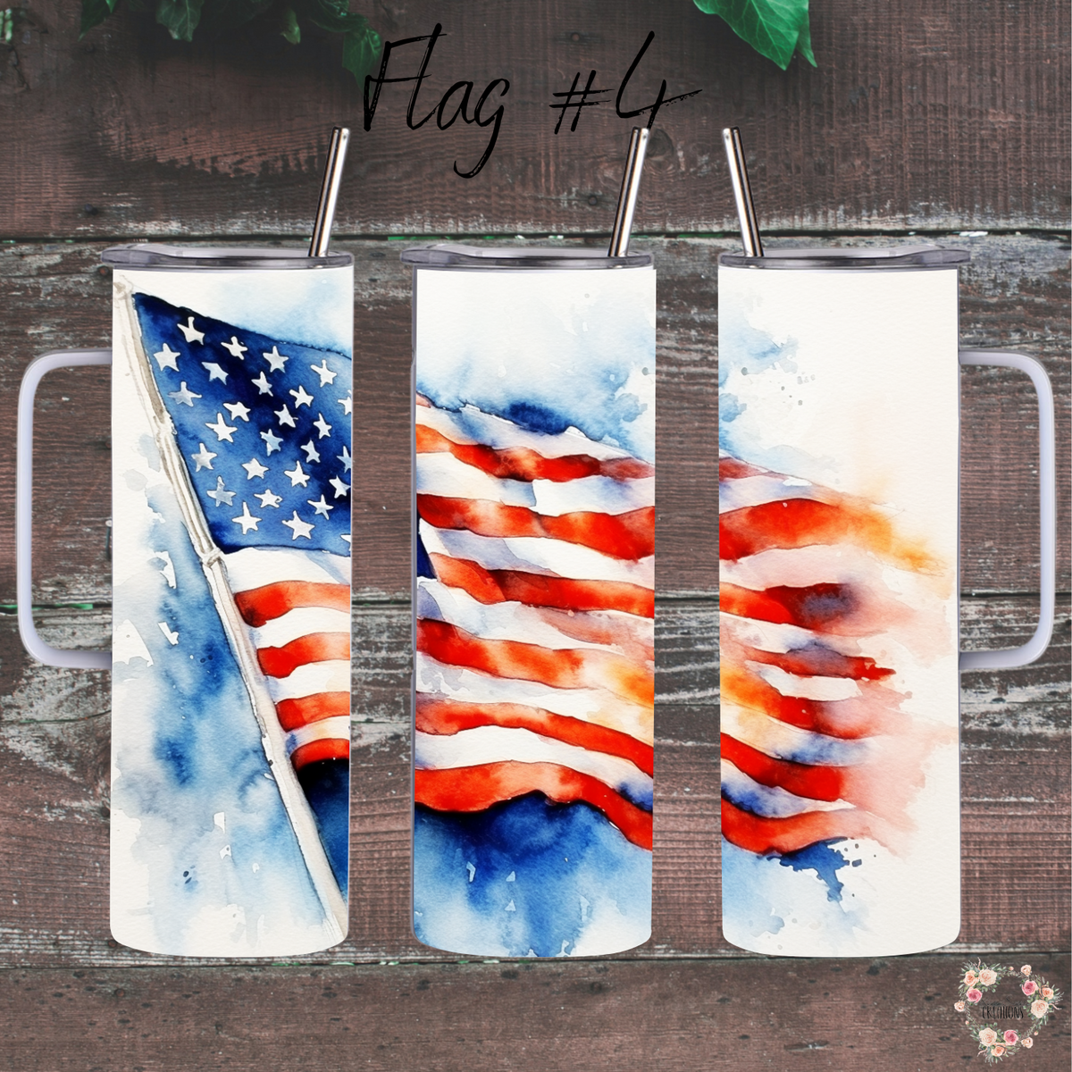 Watercolor American Flag Tumbler – Soft Patriotic Pride (Flag #4)