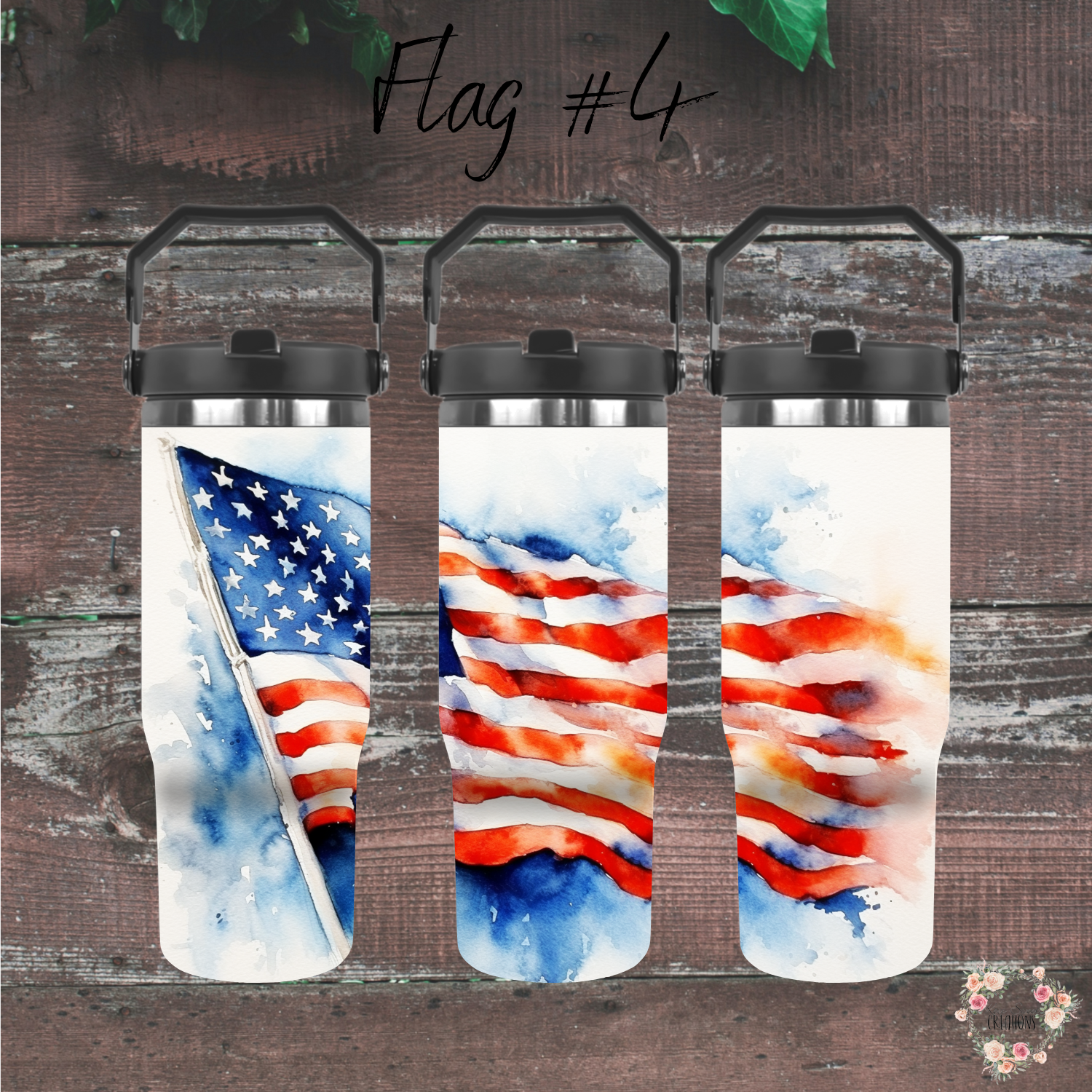 Watercolor American Flag Tumbler – Soft Patriotic Pride (Flag #4)