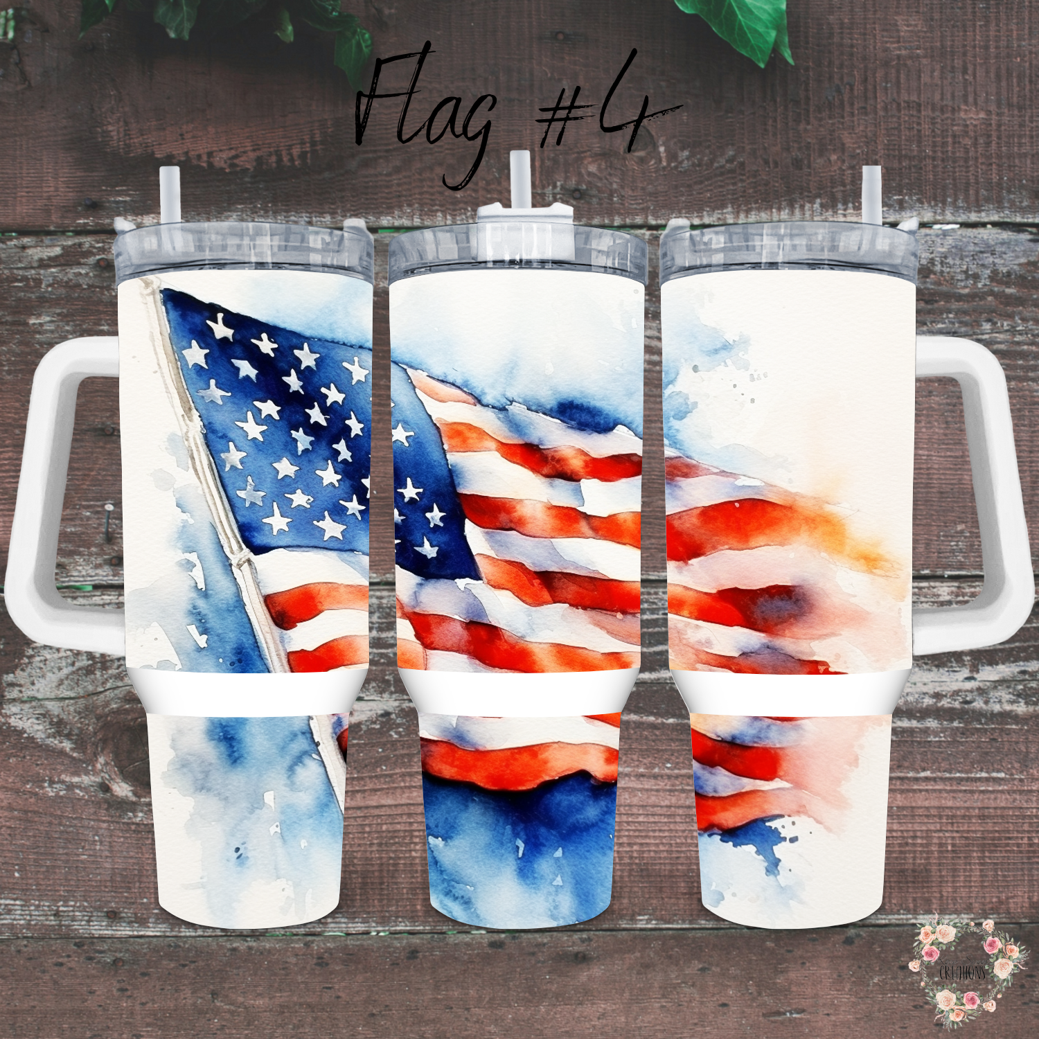 Watercolor American Flag Tumbler – Soft Patriotic Pride (Flag #4)