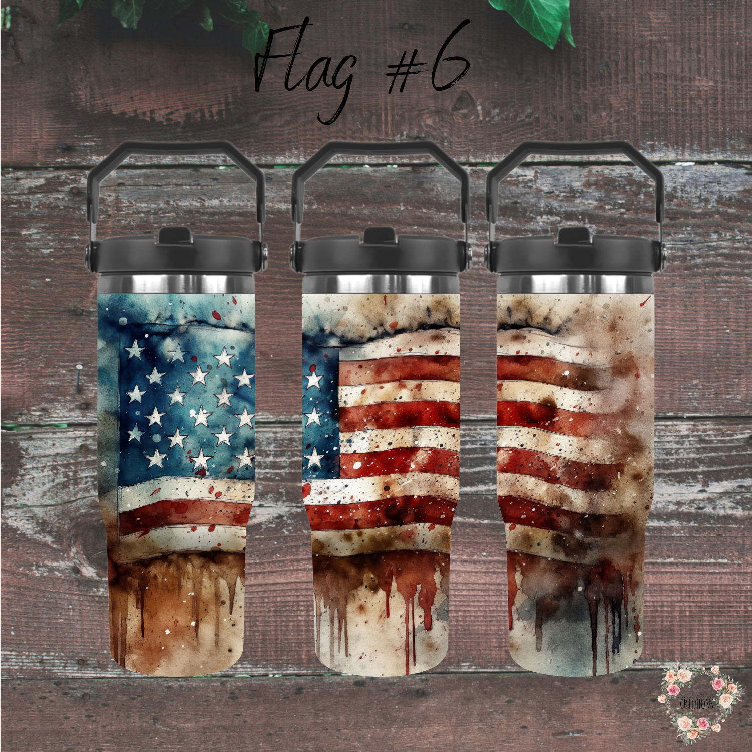 Rustic Barn Wood American Flag Tumbler – Patriotic Country Charm (Flag #6)
