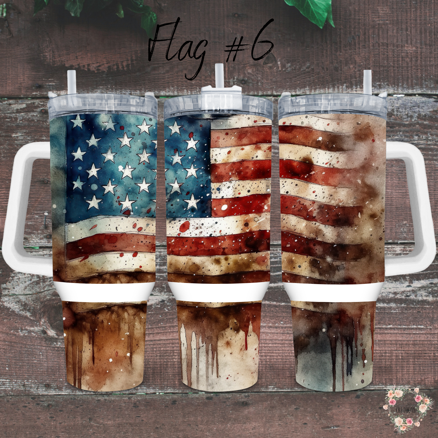 Rustic Barn Wood American Flag Tumbler – Patriotic Country Charm (Flag #6)