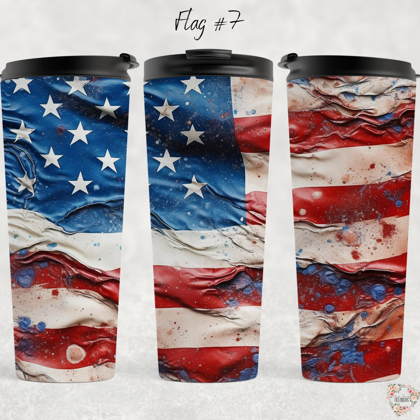 Distressed American Flag Tumbler – Strength & Resilience Design (Flag #7)