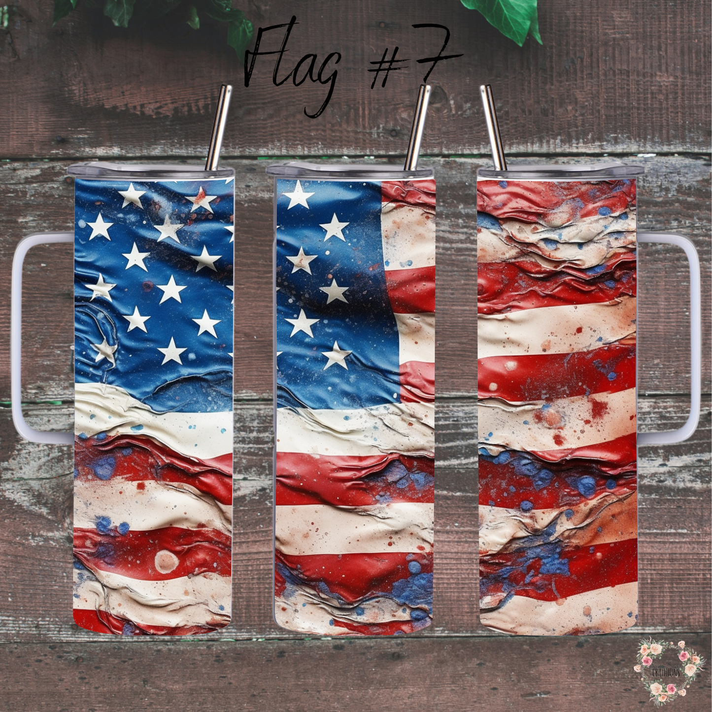 Distressed American Flag Tumbler – Strength & Resilience Design (Flag #7)