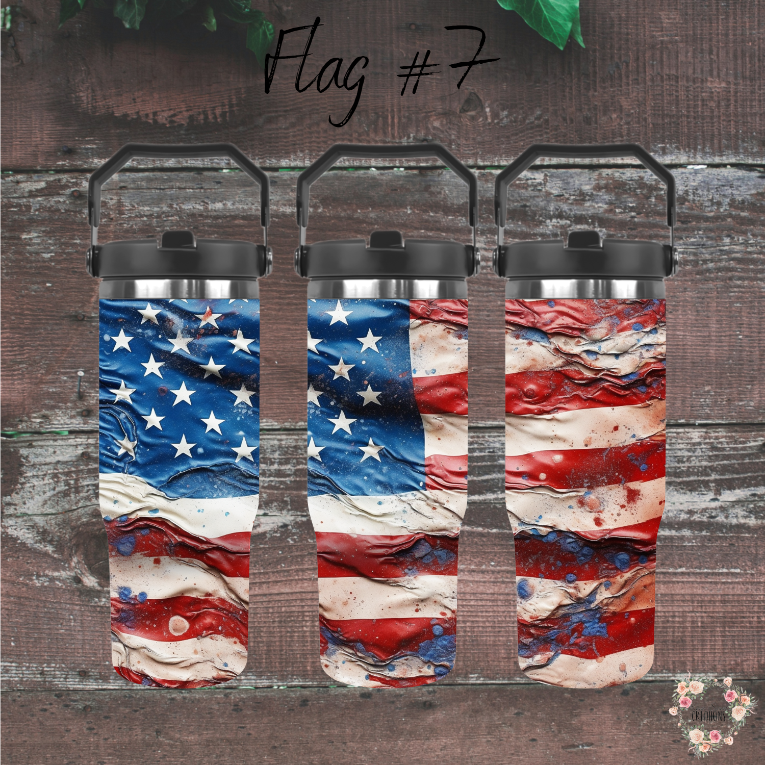 Distressed American Flag Tumbler – Strength & Resilience Design (Flag #7)