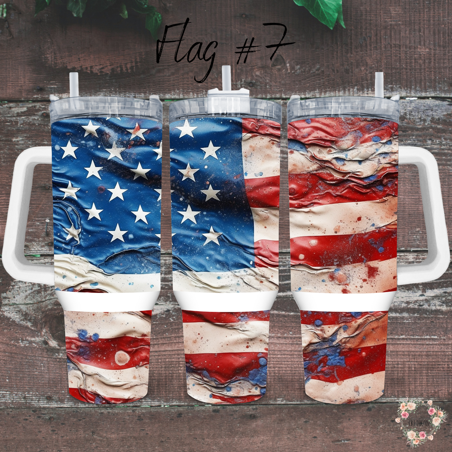 Distressed American Flag Tumbler – Strength & Resilience Design (Flag #7)