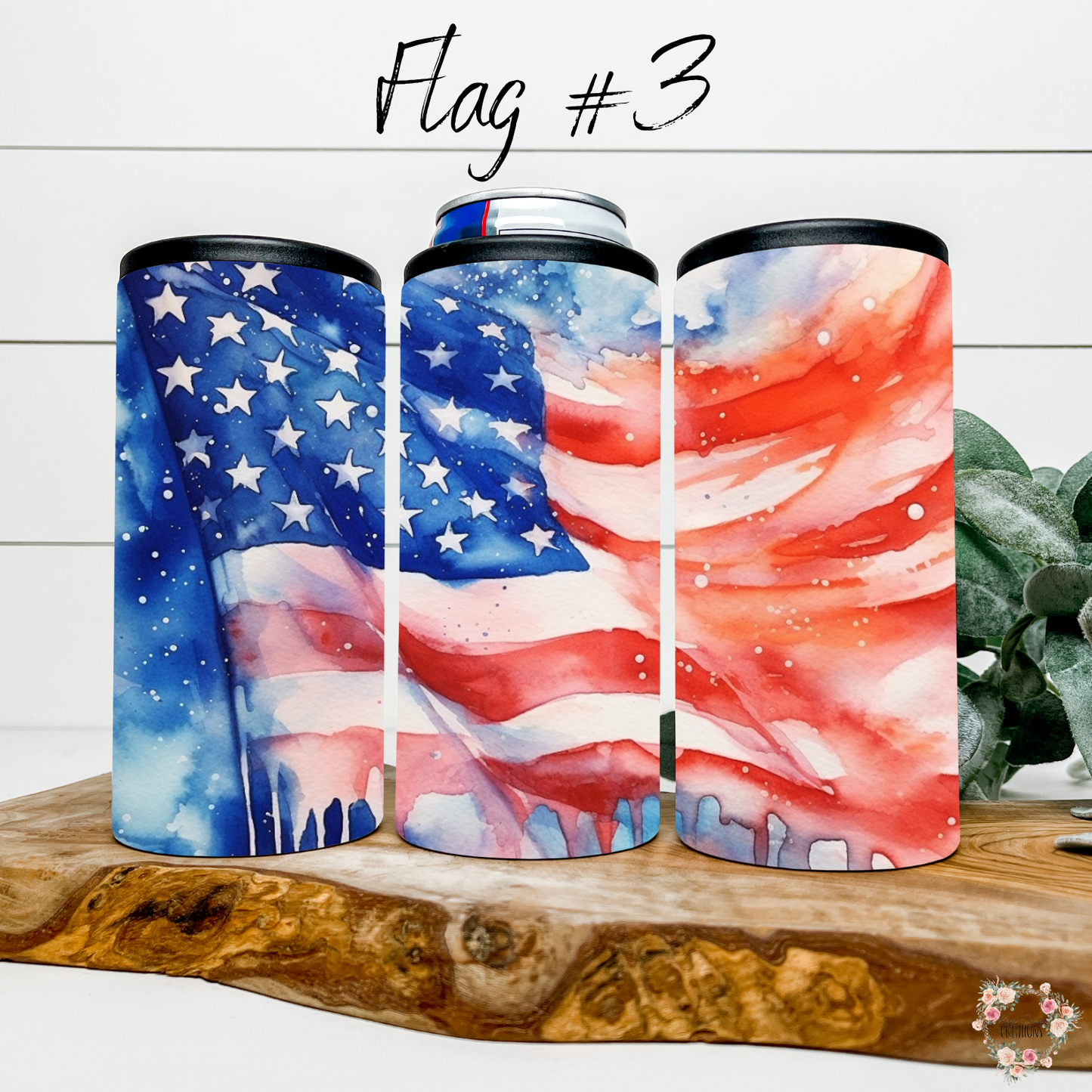 Flowing American Flag Tumbler – Patriotic Waving Flag Design (Flag #3)