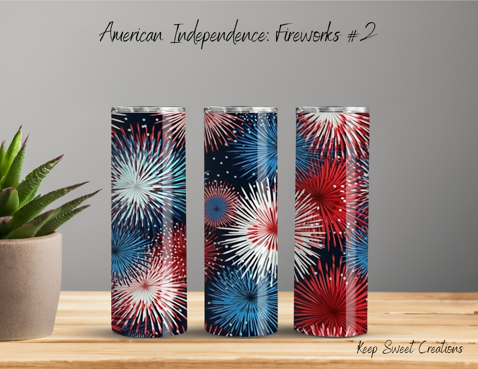 Patriotic Fireworks Tumbler – Starburst Design (Fourth of July #2)