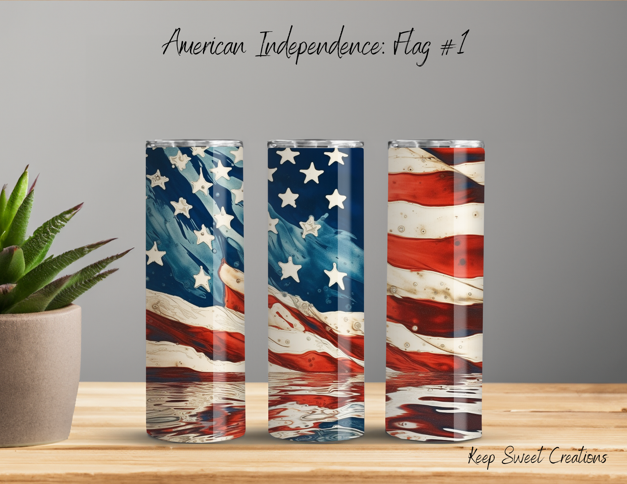 Vintage American Flag Tumbler – Distressed Patriotic Design (Flag #1)