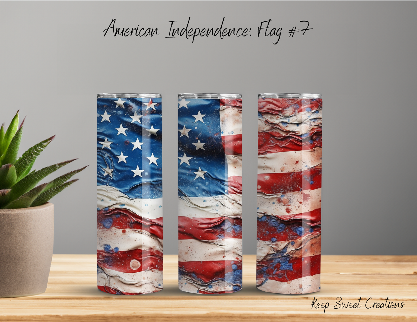 Distressed American Flag Tumbler – Strength & Resilience Design (Flag #7)