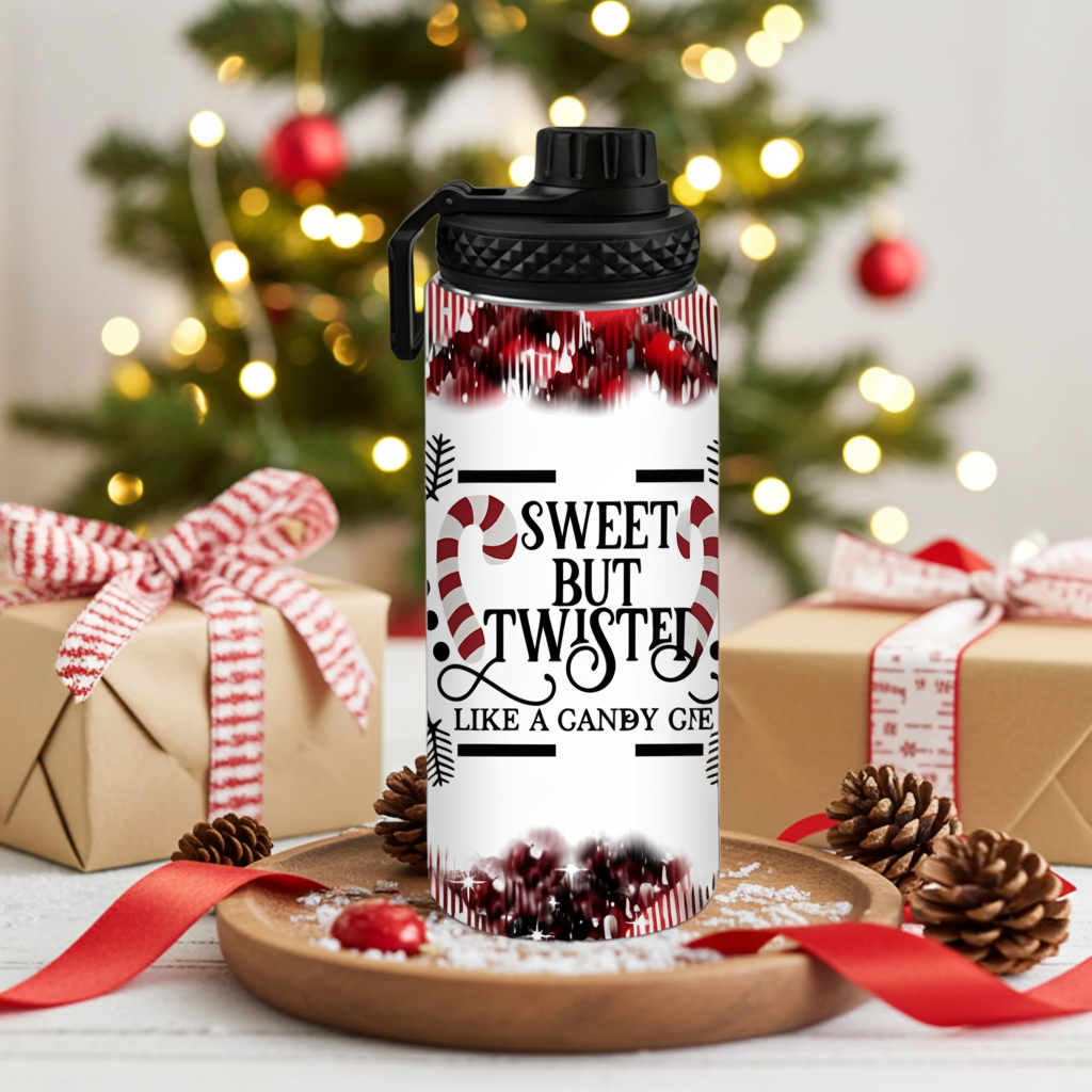 Sweet But Twisted Tumbler | Christmas Candy Cane Plaid Cup